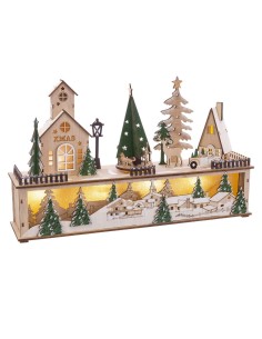 Decorazione Natalizia Verde Naturale Legno Case 45 x 10 x 27 cm da BigBuy Christmas, Natale - Ref: S8803636, Precio: 40,26 €,...