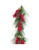 Guirnalda de Navidad Rojo Verde Plástico Piñas 140 cm | Tienda24 Tienda24.eu