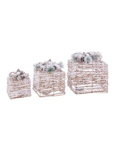 Christmas Decorations Set Streched Pink Golden PVC 3 x 3 x 18,5 cm (12 Units) | Tienda24 Tienda24.eu