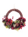 Coroa de Natal Castanho Vermelho Multicolor Rotim Plástico Foam Abacaxis 24 x 22 x 8 cm | Tienda24 Tienda24.eu