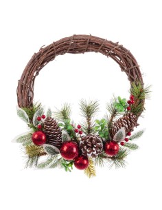 Couronne de Noël Vert Argenté 60 x 13 x 60 cm (4 Unités) | Tienda24 Tienda24.eu