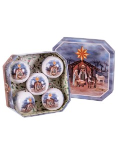 Palle di Natale Multicolore Carta Polyfoam Natività/Presepe 7,5 x 7,5 x 7,5 cm (5 Unità) da BigBuy Christmas, Natale - Ref: S...