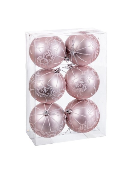 Palle di Natale Rosa Plastica 8 cm (6 Unità) da BigBuy Christmas, Natale - Ref: S8804069, Precio: €13.75, Descuento: %