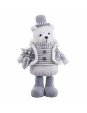 Adorno Navideño Blanco Gris Metal Tejido Oso polar 20 x 10 x 33 cm | Tienda24 Tienda24.eu