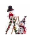 Christmas bauble Multicolour Wood Fabric Snow Doll 30 x 15 x 76 cm | Tienda24 Tienda24.eu