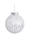 Christmas Baubles White Silver Plastic Fabric Sequins 10 x 10 x 10 cm (4 Units) | Tienda24 Tienda24.eu