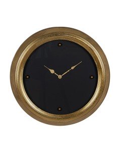 Orologio da Parete Nero Dorato PVC Cristallo Ferro Legno MDF 46 x 6 x 46 cm da BigBuy Home, Orologi da parete - Ref: S8804379...