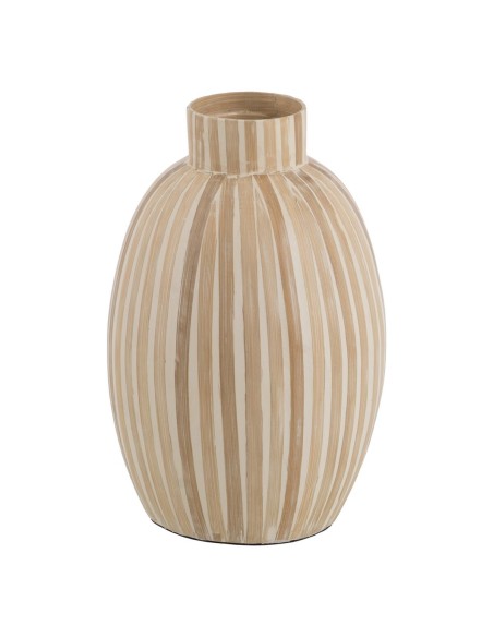 Vase Weiß Beige Bambus 24 x 24 x 37 cm | Tienda24 Tienda24.eu