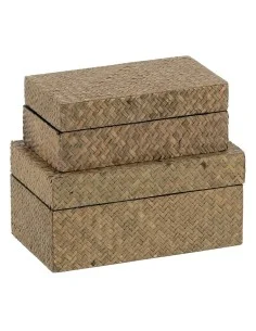 Set di Scatole Decorative Beige DMF 25 x 15 x 12 cm (2 Unità) da BigBuy Home, Scatole e cassapanche - Ref: S8804699, Precio: ...