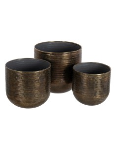 Set di vasi da fiori Bronce Dorato Alluminio 37,5 x 37,5 x 35 cm (3 Unità) da BigBuy Garden, Cachepot - Ref: S8804743, Precio...