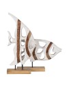 Skulptur Fisch Weiß Beige 45,5 x 9 x 32,5 cm | Tienda24 Tienda24.eu