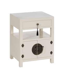 Mesa de Cabeceira Alexandra House Living Branco Metal madeira de pinho 47 x 60 x 35 cm 1 gaveta | Tienda24 Tienda24.eu