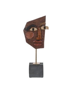 Scultura Maschera Marrone Nero 17,8 x 10 x 43,7 cm da BigBuy Home, Soprammobili - Ref: S8805210, Precio: 50,88 €, Descuento: %