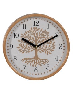 Reloj de Pared Árbol Blanco Natural Madera Cristal 22 x 22 x 4,5 cm de BigBuy Home, Relojes de pared - Ref: S8805245, Precio:...