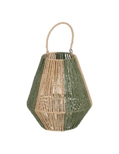 Lanterna Portacandele Lanterna Verde Beige Metallo Carta Cristallo 27 x 27 x 30 cm da BigBuy Home, Candelieri e portacandele ...