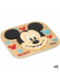 Puzzle di Legno per Bambini Disney Mickey Mouse + 12 Mesi 6 Pezzi (12 Unità) da Disney, Puzzle inseribili e puzzle - Ref: S89...