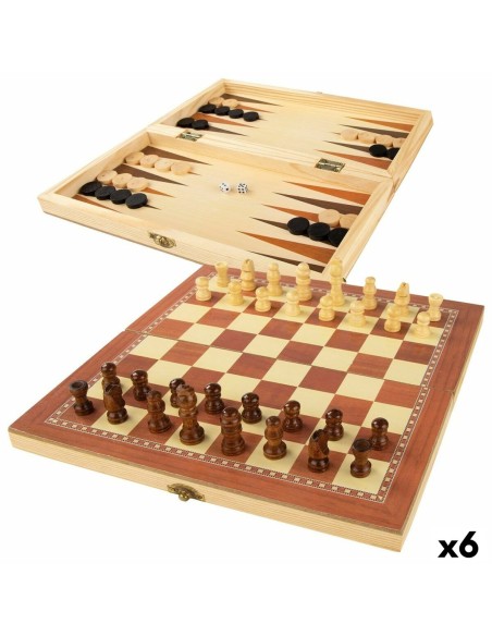 Tabuleiro de Xadrez e Damas Colorbaby Backgammon Madeira (6 Unidades) | Tienda24 Tienda24.eu