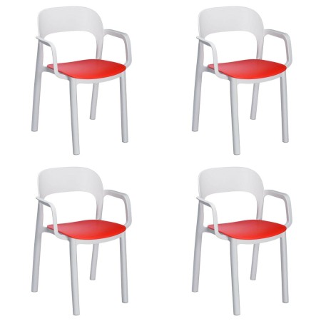 Chaise de jardin Garbar Ona Blanc Rouge polypropylène 56 x 79 x 52 cm 56 x 52 x 79 cm 4 Unités (4 Pièces) de Garbar, Chaises ...