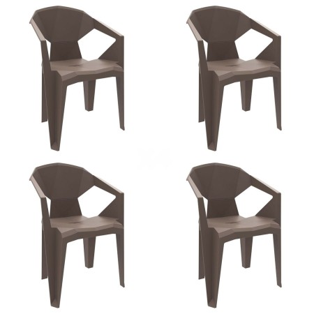 Garden chair Garbar Delta Brown Chocolate polypropylene 53 x 80 x 55 cm 53 x 55 x 80 cm 4 Units (4 Pieces) by Garbar, Garden ...