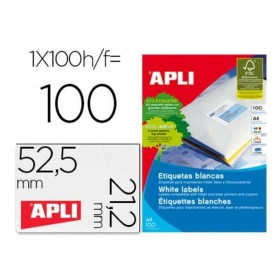 Étiquettes adhésives Apli 100 Volets 52,5 x 21,2 mm Blanc de Apli, Étiquettes adhésives et autocollants - Réf : S77192806, Pr...