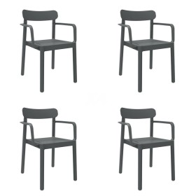 Garden chair Garbar Elba Dark grey polypropylene 56 x 53 x 80 cm 4 Units (4 Pieces) by Garbar, Garden Dining Chairs - Ref: D1...