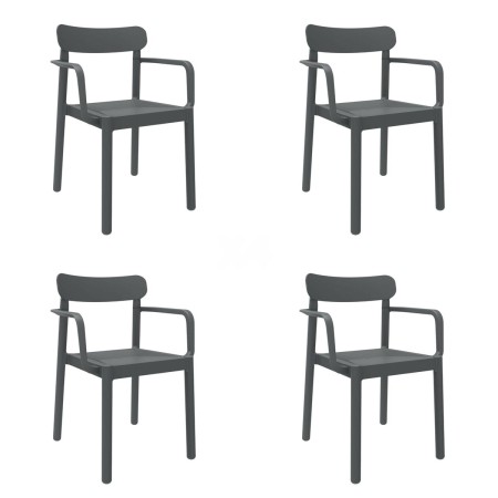 Garden chair Garbar Elba Dark grey polypropylene 56 x 53 x 80 cm 4 Units (4 Pieces) by Garbar, Garden Dining Chairs - Ref: D1...