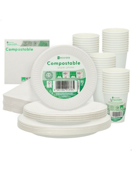 Party supply set Procos White (180 Pieces) | Tienda24 Tienda24.eu