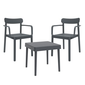 Conjunto de mesa com cadeiras Garbar Alba-Elba Cinzento escuro 3 Peças de Garbar, Conjuntos de mobiliário de jardim - Ref: D1...