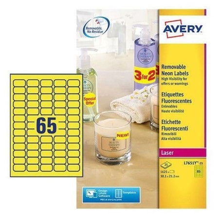 Printer Labels Avery L7651Y-25 Yellow by Avery, Adhesive labels and stickers - Ref: S77203900, Price: 25,68 €, Discount: %