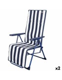 Tumbona Aktive Blanco Azul marino Reclinable A rayas 147 x 70 x 48 cm (2 Unidades) | Tienda24 Tienda24.eu