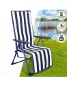 Tumbona Aktive Blanco Azul marino Reclinable A rayas 147 x 70 x 48 cm (2 Unidades) | Tienda24 Tienda24.eu