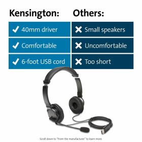 Casques avec Microphone Kensington K97601WW Noir de Kensington, Écouteurs et accessoires - Réf : S7746033, Prix : 32,40 €, Re...