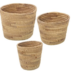 Set of Planters Alexandra House Living Brown Rattan Natural Fibre 3 Pieces by Alexandra House Living, Cachepots - Ref: D16241...