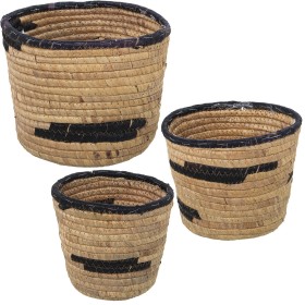 Set of Planters Alexandra House Living Brown Rattan Natural Fibre 3 Pieces by Alexandra House Living, Cachepots - Ref: D16241...