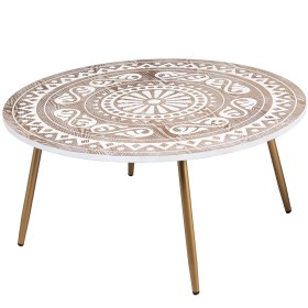 Centre Table Alexandra House Living White Brown Metal 90 x 42 x 90 cm by Alexandra House Living, Tables - Ref: D1624549, Pric...