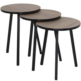 Set of 3 tables Alexandra House Living Black Golden Wood by Alexandra House Living, Tables - Ref: D1624564, Price: 81,99 €, D...