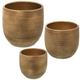 Set of Planters Alexandra House Living Gold Ceramic 27 x 28 x 27 cm 3 Pieces by Alexandra House Living, Cachepots - Ref: D162...