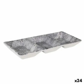 Tablett für Snacks La Mediterránea Stonehenge 3 Fächer 25 x 11 x 3 cm (24 Stück) von La Mediterránea, Teller und Schüsseln - ...