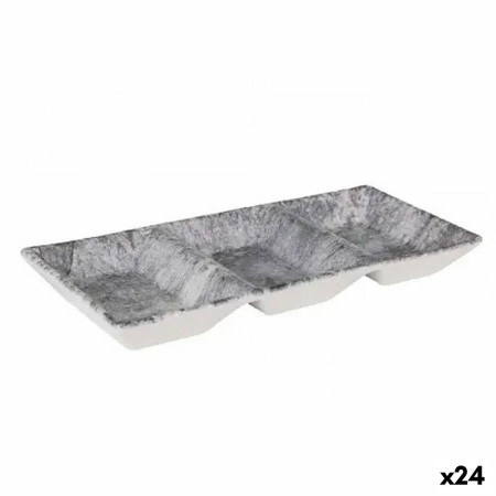 Snack tray La Mediterránea Stonehenge 3 Compartments 25 x 11 x 3 cm (24 Units) | Tienda24 - Global Online Shop Tienda24.eu