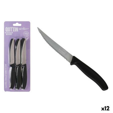 Ensemble de Couteaux Quttin 11 cm Noir Argenté 6 Pièces (12 Unités) | Tienda24 - Global Online Shop Tienda24.eu