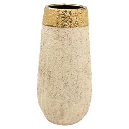 Florero Romimex Beige Dorado Porcelana 14 x 30 x 14 cm de Romimex, Jarrones - Ref: D1628665, Precio: 34,47 €, Descuento: %