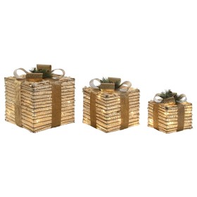 Adorno Navideño DKD Home Decor Blanco Dorado Natural 25 x 25 x 25 cm (3 Piezas) de DKD Home Decor, Navidad - Ref: S3052278, P...