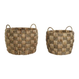 Conjunto de Cestas Home ESPRIT Natural Zostera marina Fibra natural Boho 43 x 43 x 39 cm (2 Peças) de Home ESPRIT, Caixas - R...