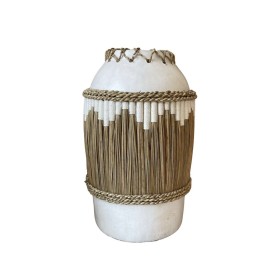 Florero Romimex Blanco Natural Cerámica Fibra natural 27 x 40 x 27 cm de Romimex, Jarrones - Ref: D1628752, Precio: 115,00 €,...