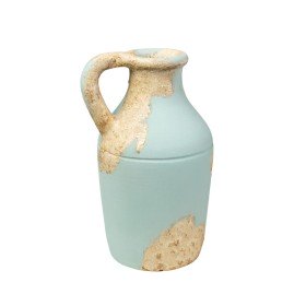 Vase Romimex Turquoise Terre cuite 17 x 30 x 13 cm Avec poignée de Romimex, Vases - Réf : D1628791, Prix : 49,92 €, Remise : %