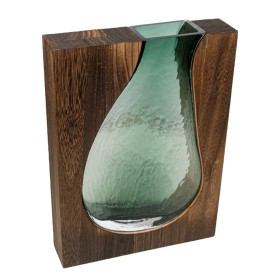 Vase Romimex Brown Green Wood Glass 22 x 30 x 6 cm by Romimex, Vases - Ref: D1628857, Price: 51,26 €, Discount: %