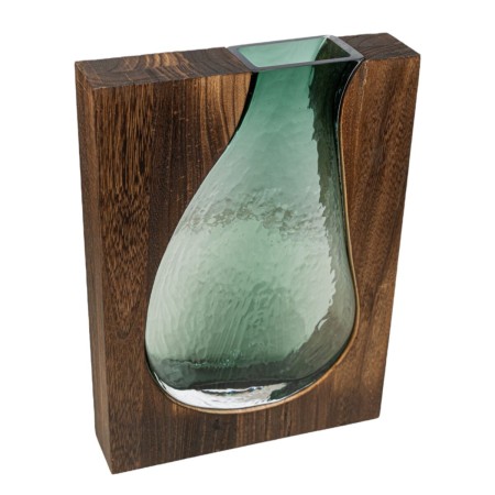 Florero Romimex Marrón Verde Madera Vidrio 22 x 30 x 6 cm de Romimex, Jarrones - Ref: D1628857, Precio: 51,26 €, Descuento: %