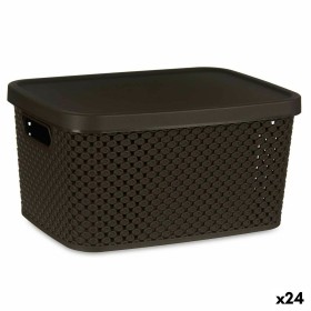 Boîte de rangement avec couvercle Marron Plastique 3,5 L 17,5 x 12,5 x 24 cm (24 Unités) de Kipit, Boîtes et coffres de range...