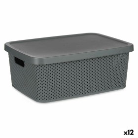 Boîte de rangement avec couvercle Anthracite Plastique 13 L 28 x 15,5 x 39 cm (12 Unités) de Kipit, Boîtes et coffres de rang...