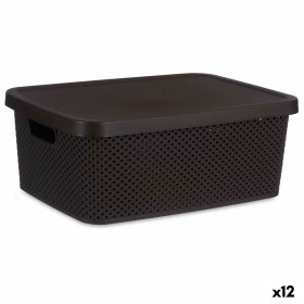 Storage Box with Lid Brown Plastic 13 L 28 x 15 x 39 cm (12 Units) by Kipit, Storage boxes and chests - Ref: S3626523, Price:...